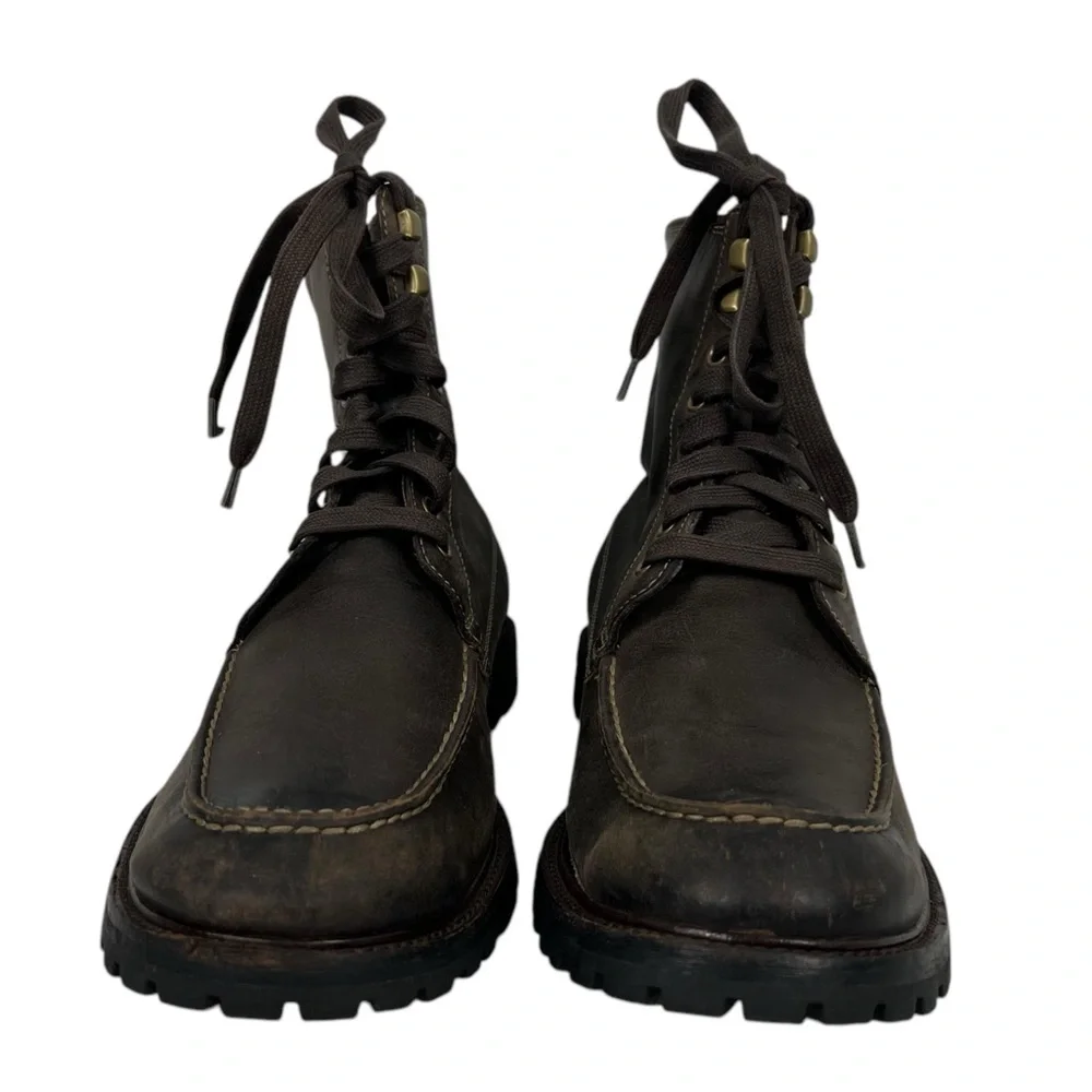 JOHN VARVATOS Mens 10 M Brown Leather Hiking Lace Up Combat Boots F1357L3B